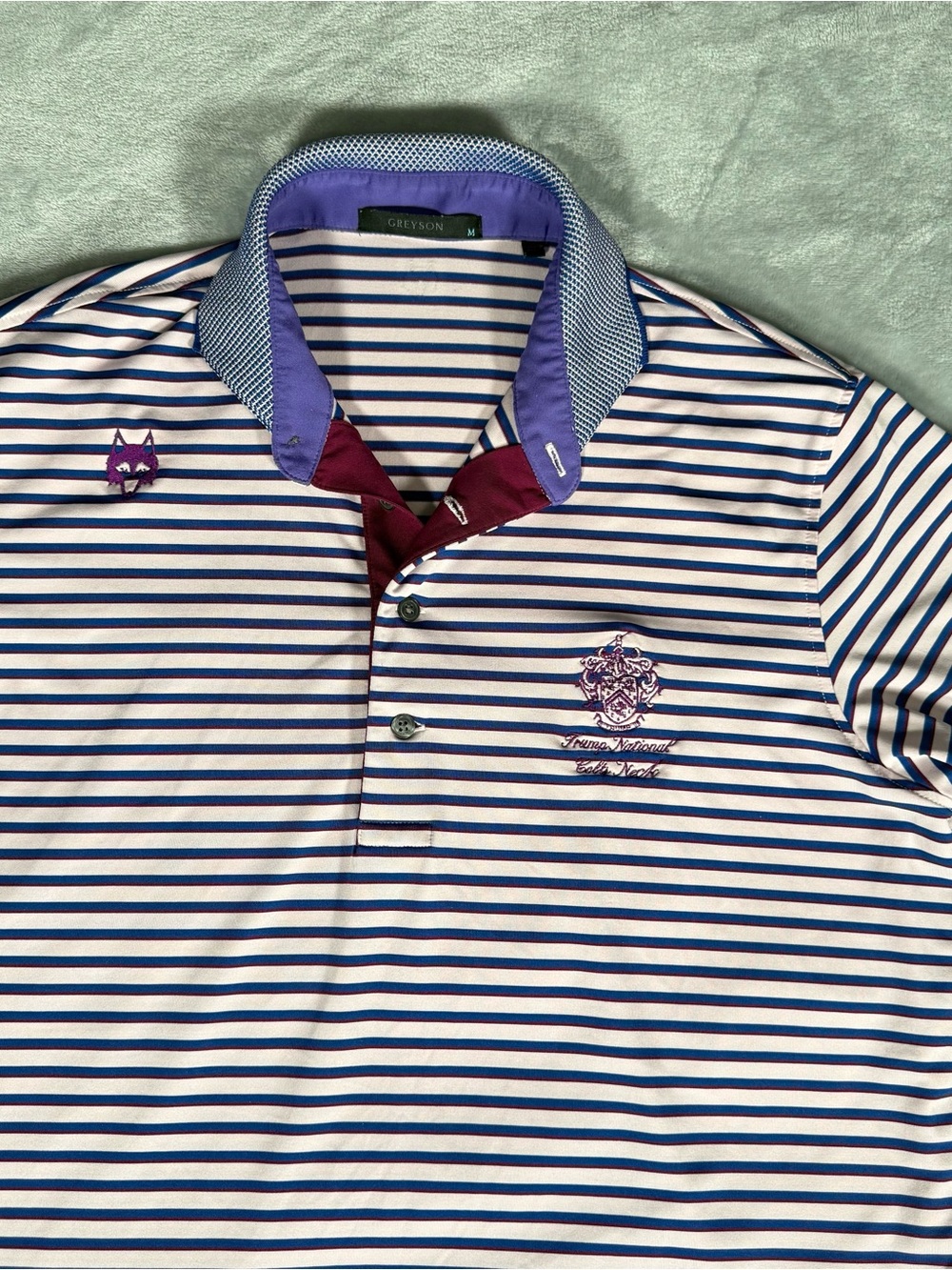 Greyson Striped Polo Shirt Mens M Trumps National Colts Neck Golf Club